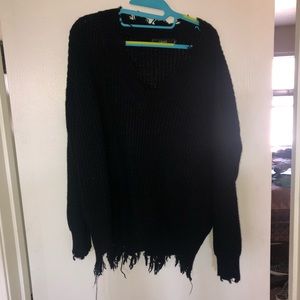 Distressed black sweater